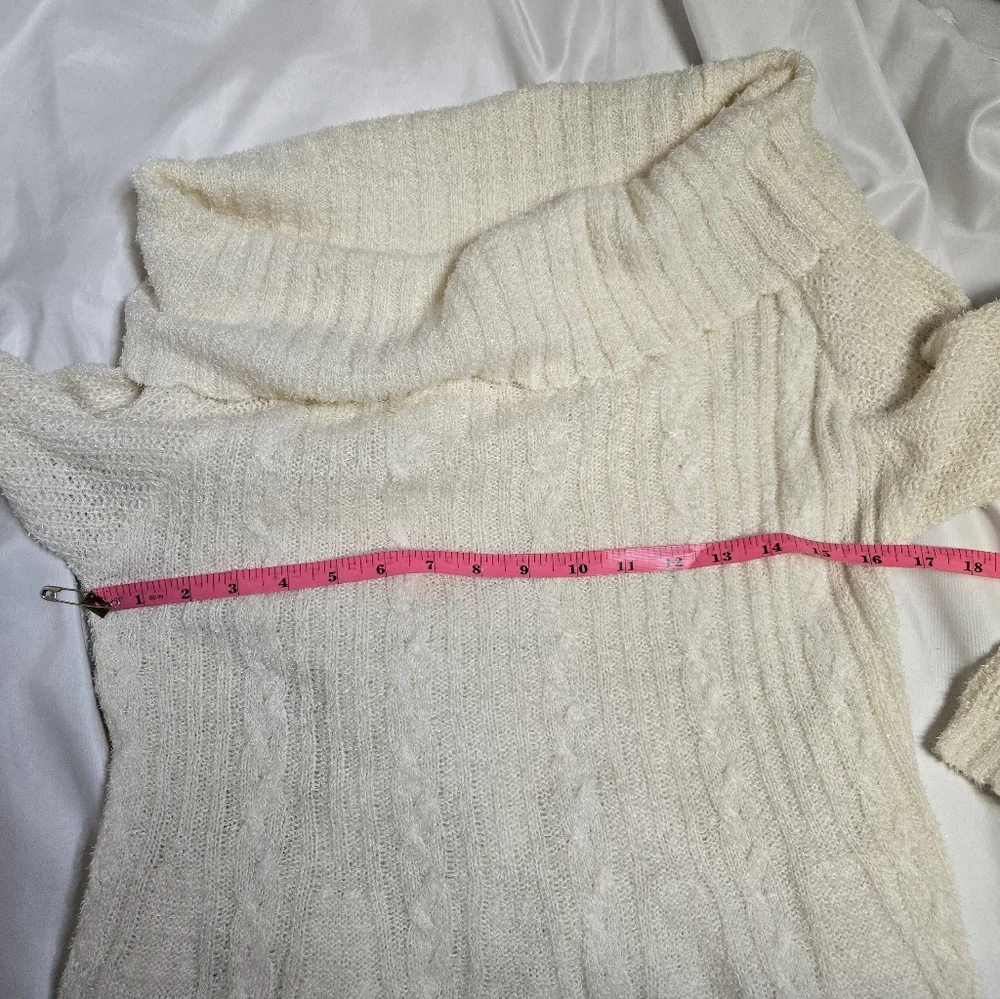 AXES FEMME ivory corset back lace ip design‎ knit sweater tunic top M